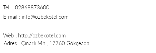 zbek Otel telefon numaralar, faks, e-mail, posta adresi ve iletiim bilgileri